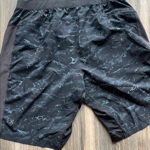 Lululemon Men's Black and Blue Camouflage Shorts